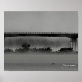 Great Sacandaga Batchellerville Bridge i dimma Poster