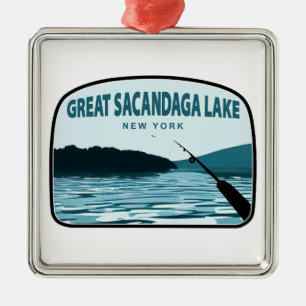 Great Sacandaga Lake New York Fiskespö Julgransprydnad Metall