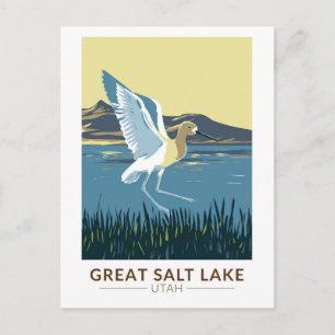 Great Salt Lake Amerikansk Avocet Resa Konst Vinta Vykort