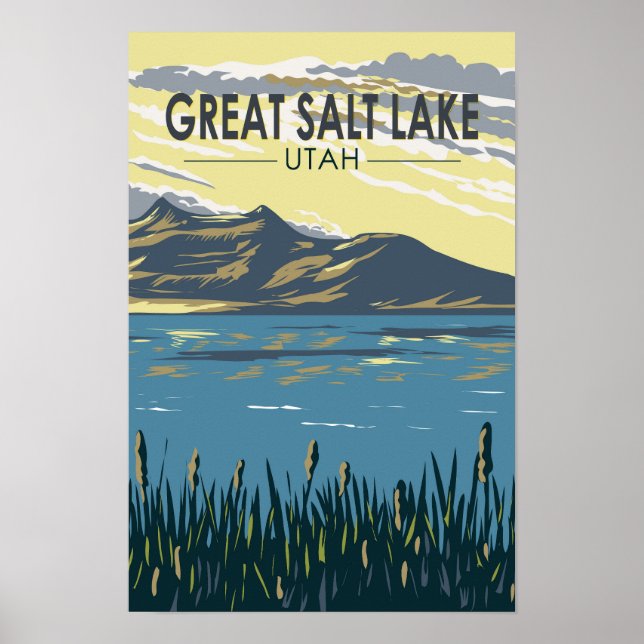 Great Salt Lake Utah Resa Konst Vintage Poster (Framsidan)