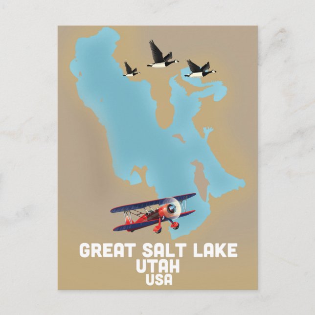 Great Salt Lake, Utah Resemal Vykort (Framsida)