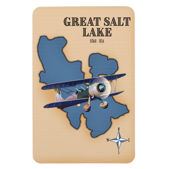 Great Salt Lake Utah vintagekart Magnet (Vertikal)