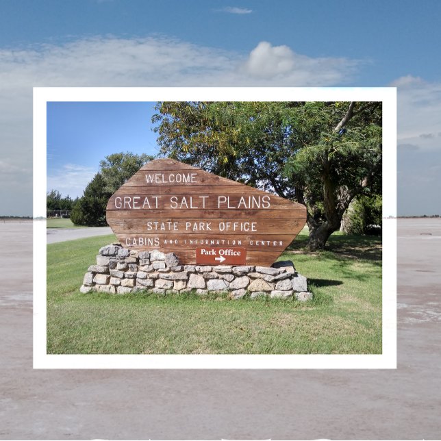 Great Salt Plains State Park-skylt, Oklahoma Vykort (Skapare uppladdad)