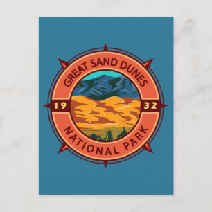 Great Sand Dunes National Park Retro Kompass Vykort