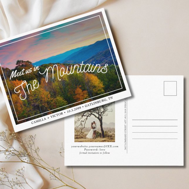 Great Smoky Mountain Bröllopsdatum Postkort Vykort (Great Smoky Mountains National Park Save the Date)
