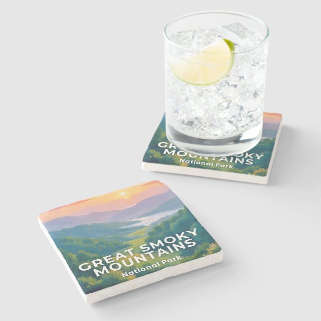 Great Smoky Mountains National Park Watercolor Stenunderlägg (Sidan)