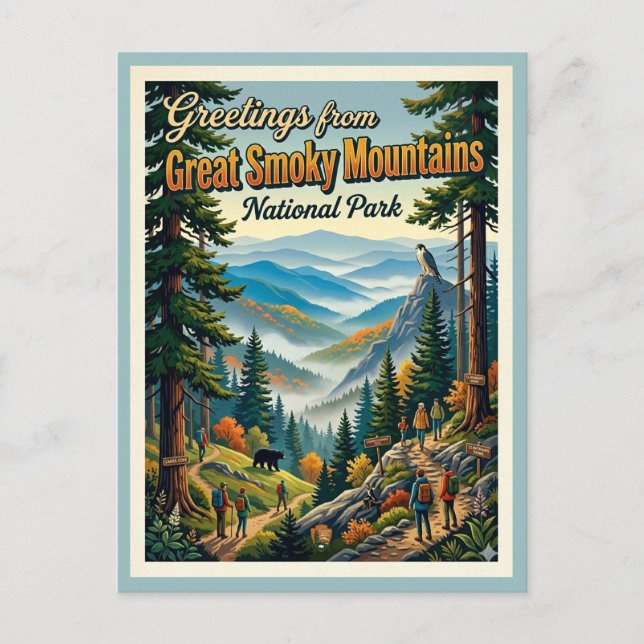 Great Smoky Mountains nationalparksutsikt Vykort (Framsida)