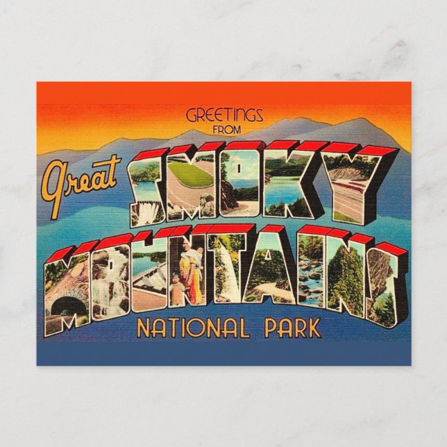 Great Smoky Mountains Park Retro Postkort Vykort (Framsida)