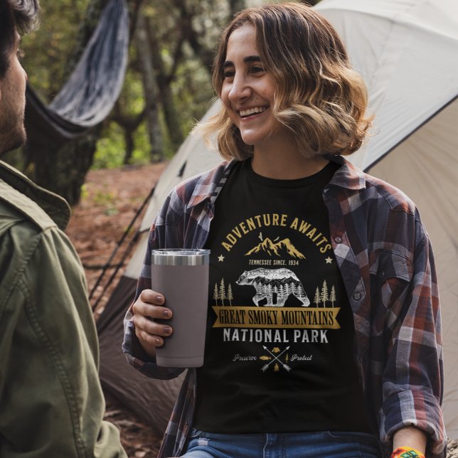 Great Smoky Mountains Retro Woodland Scene T Shirt (Skapare uppladdad)