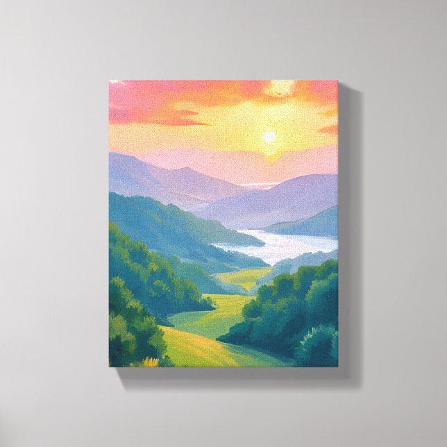 Great Smoky Mountains Travel Painting Canvastryck (Framsida)