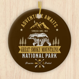 Great Smoky Mountains Vintage Forest Landscape Julgransprydnad Keramik