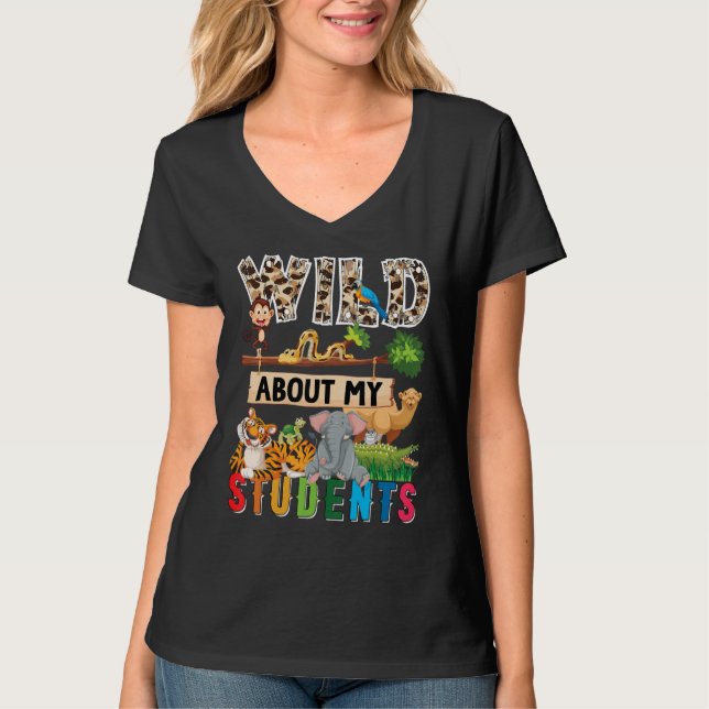 Great Teacher Apparel Wild About My Students Safar T Shirt (Framsida)