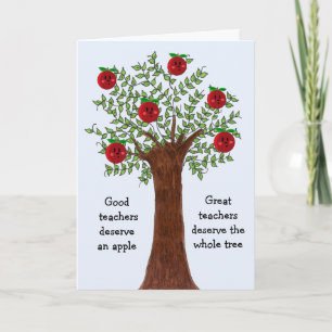 Great Teacher Apple Tree Design Helgkort