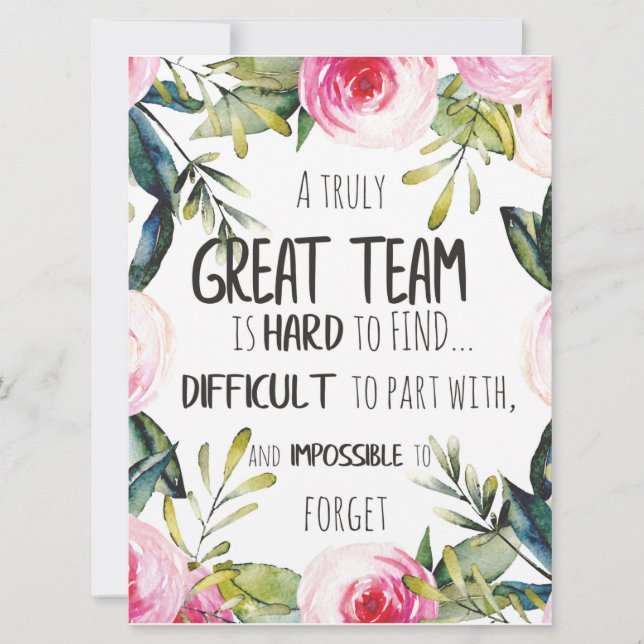 Great Team thank you gift Amazing team quote Kort (Framsida)