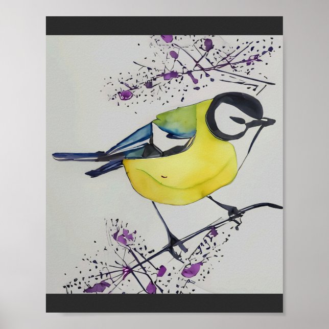 Great Tit Bird Drawing, Hand Drawn British Bird Poster (Framsidan)