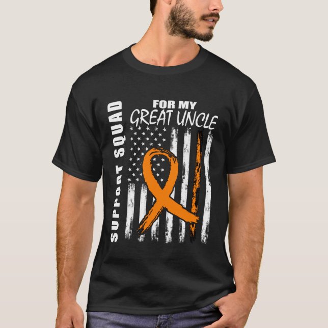 Great Uncle Leukemia Awareness American Flag Suppo T Shirt (Framsida)