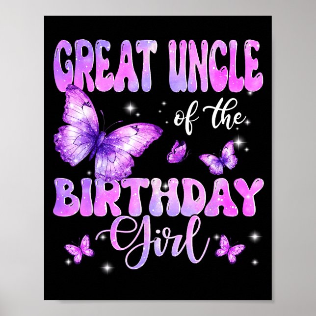Great Uncle Of The Birthday Girl Butterfly Family  Poster (Framsidan)