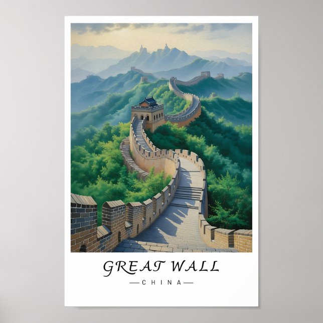 Great Wall of China Wall Art, Asian Landmark  Poster (Framsidan)