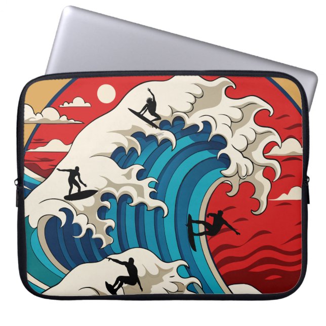great wave hokusai laptop fodral (Framsidan)