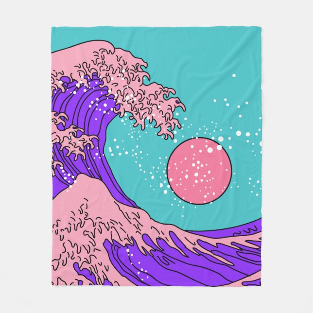 Great Wave in Vaporwave Pop Art style. View on the Fleecefilt (Framsidan)