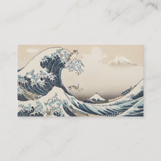 Great Wave Inspired Japanese Business Card  Visitkort (Baksida)