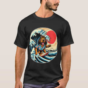 Great Wave Kanagawa Blodhund hund Surfing T Shirt