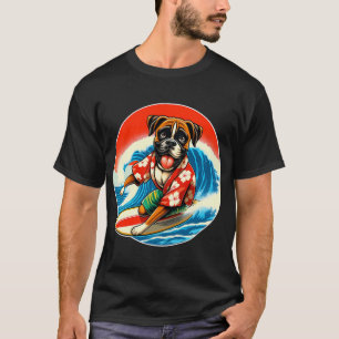 Great Wave Kanagawa Boxerhund Surfing T Shirt