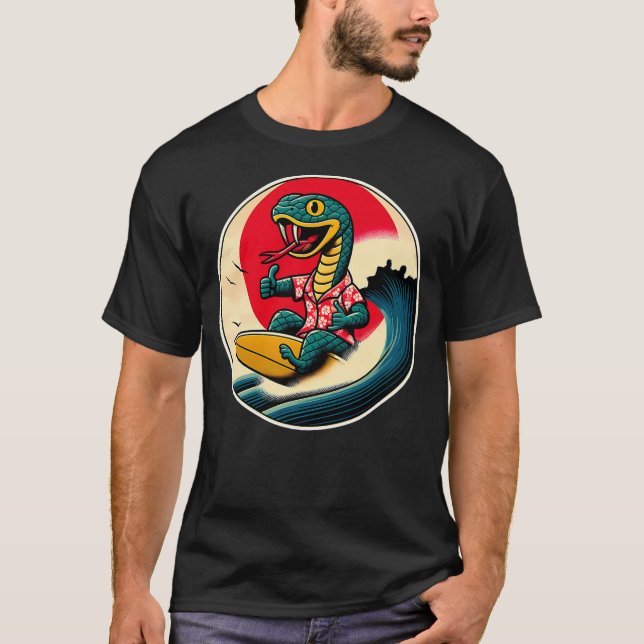 Great Wave Kanagawa Snake Surfing T Shirt (Framsida)