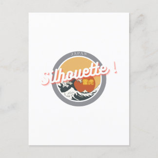 Great Wave & Neon Kanji – Retro Japanese Fuji Des2 Vykort