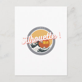 Great Wave & Neon Kanji – Retro Japanese Fuji Des2 Vykort