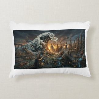 Great Wave of Plastic Trash - Steampunk Cushion Prydnadskudde