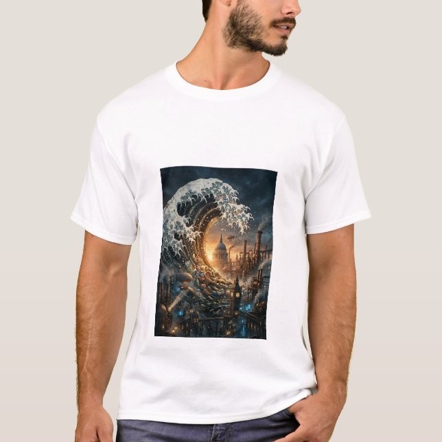 Great Wave of Trash City Art - Herr T-Shirt (Framsida)