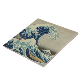 "Great Wave off Kanagawa" by Hokusai ceramic tile Kakelplatta