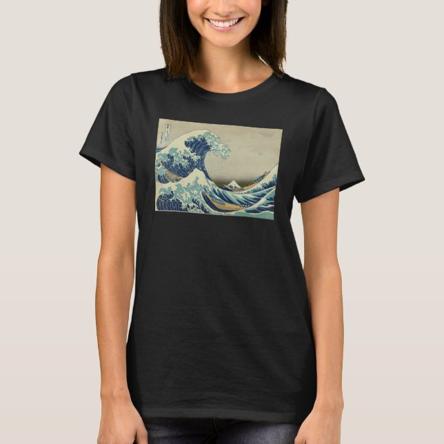 Great Wave Off Kanagawa Japanese Aesthetic Ukiyo e T Shirt (Framsida)