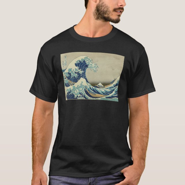 Great Wave Off Kanagawa Japanese Aesthetic Ukiyo e T Shirt (Framsida)