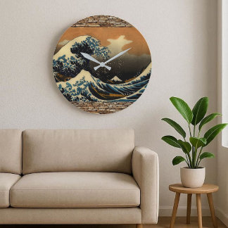 Great Wave Off Kanagawa Japanese Ukiyo-e Art  Stor Klocka