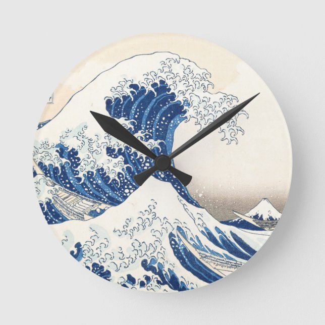 Great Wave off Kanagawa Wall Clock – Japanese Ukiy Rund Klocka (Framsida)