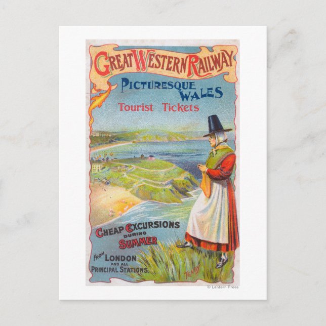 Great Western Railray Promo Resor till Wales Vykort (Framsida)