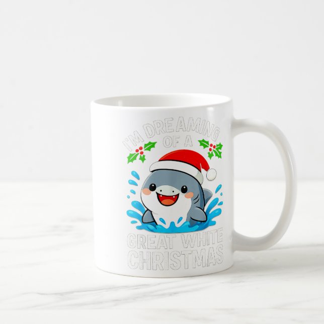 Great White Christmas Shark Funny Santa Holiday Pu Kaffemugg (Höger)