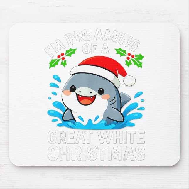 Great White Christmas Shark Funny Santa Holiday Pu Musmatta (Framsidan)