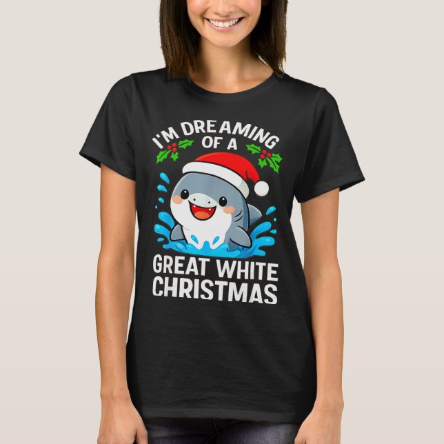 Great White Christmas Shark Funny Santa Holiday Pu T Shirt (Framsida)