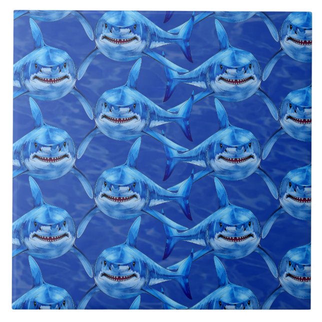 Great White Shark Pattern  Kakelplatta (Framsidan)