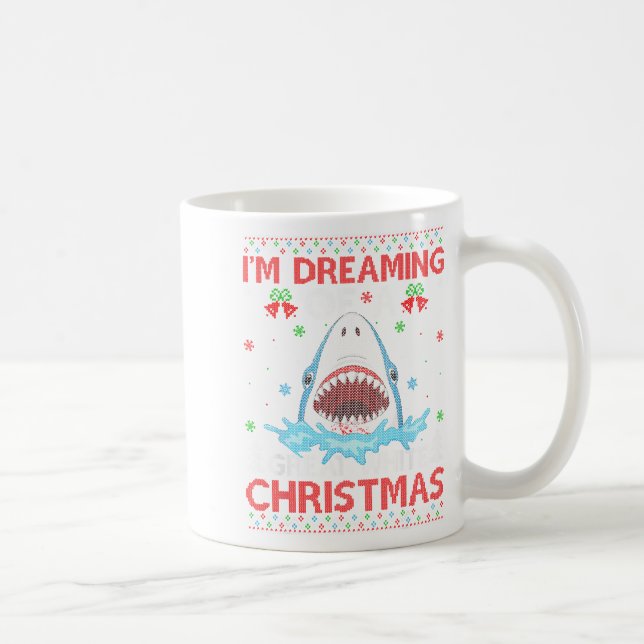Great White Shark Ugly Xmas Sweater Shark Fishing  Kaffemugg (Höger)