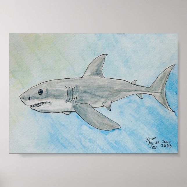 Great White Shark Watercolor Poster (Framsidan)