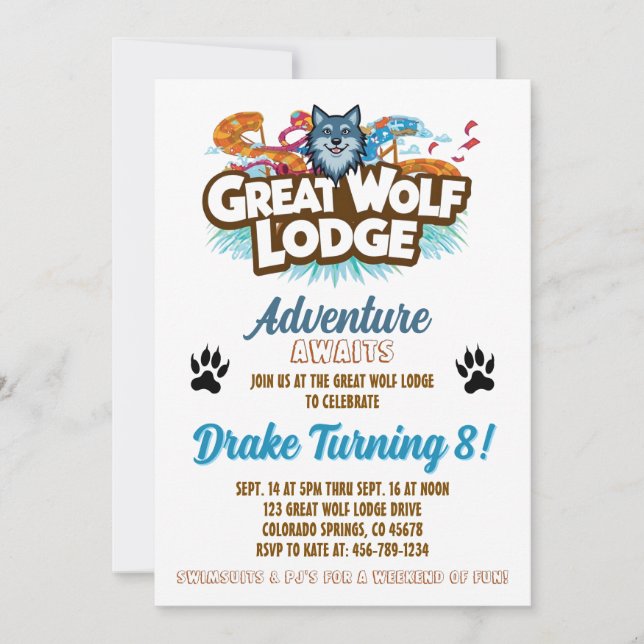 Great Wolf Lodge Födelsedagsinbjudan Inbjudningar (Framsida)