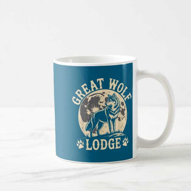 Great Wolf Lodge Howlande Varg Fullmåne Natur Sce Kaffemugg (Höger)