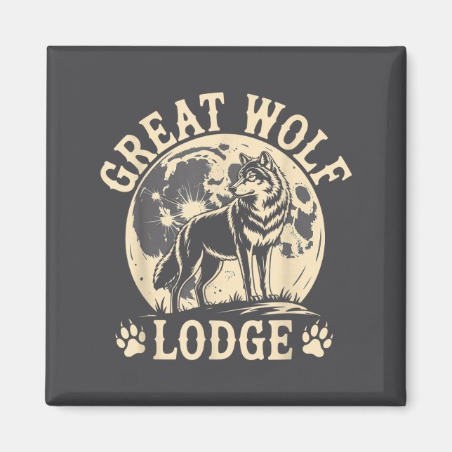 Great Wolf Lodge Howlande Varg Fullmåne Natur Sce Magnet (Framsidan)