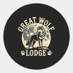Great Wolf Lodge Howlande Varg Fullmåne Natur Sce Runt Klistermärke