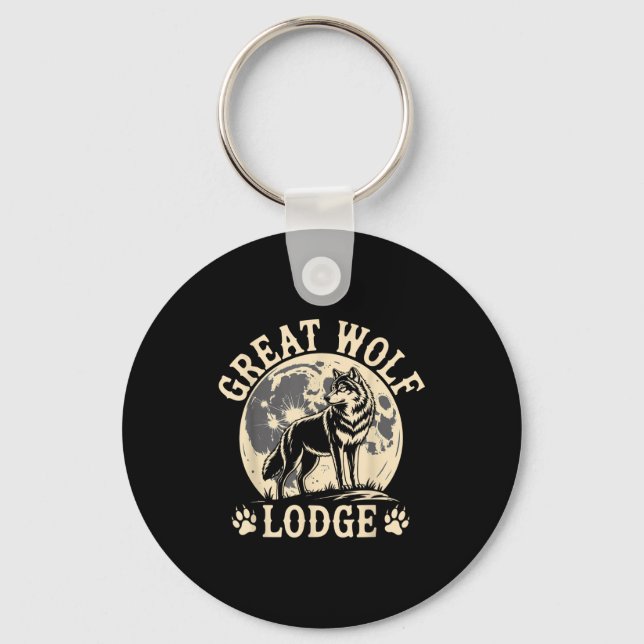 Great Wolf Lodge Howling Wolf Full Moon Nature Sce Nyckelring (Framsida)