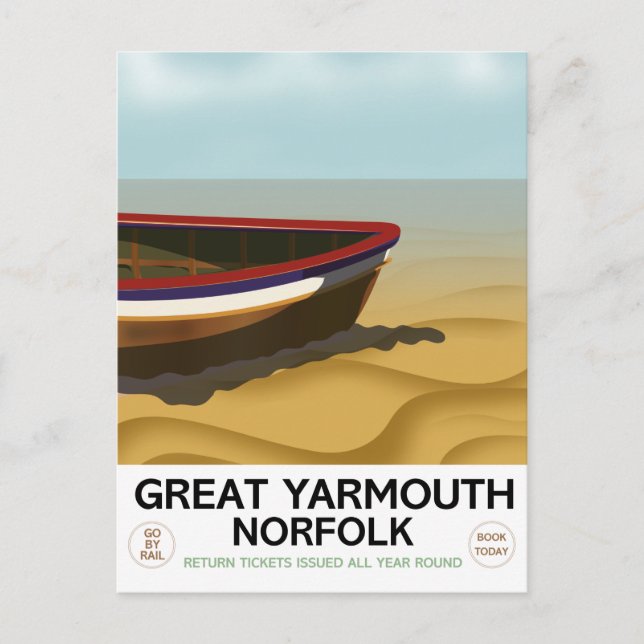 Great Yarmouth Norfolk Vintage resemaffisch Vykort (Framsida)